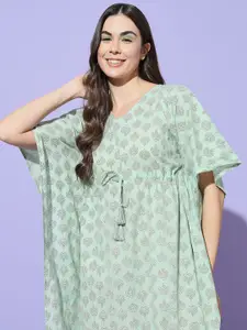 ETC Women Printed Pure Cotton Kaftan Nightdress