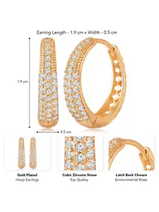 Peora Gold-Plated Cubic Zirconia Studded Circular Hoop Earrings