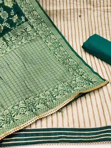 KIMISHA Striped Woven Design Beads and Stones Unstitched Dress Material