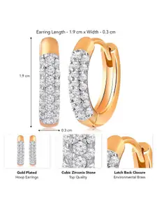 Peora Gold Plated Circular Cubic Zirconia Studded Hoop Earrings