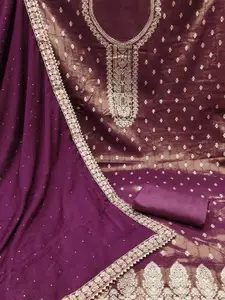 Peachmode Zari Floral Woven Design Unstitched Dress Material