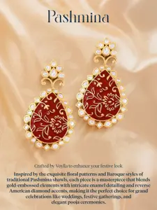 Voylla Kundan Studded Enamelled Gold-Plated Cuff Bracelet