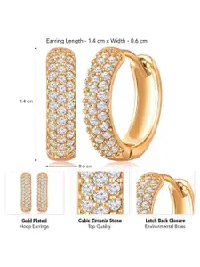 Peora Gold Plated Cubic Zirconia Hoop Earrings