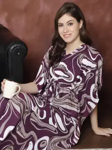 Boston Club V-Neck Abstract Kaftan Nightdress