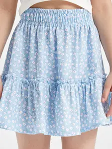 DeFacto Girls Printed Flared Above Knee Skirts