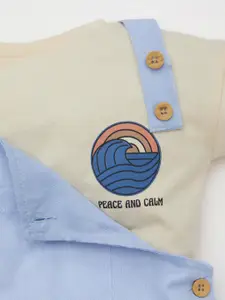 DeFacto Infants Boys Straight Leg Pure Cotton Dungaree With T-Shirt