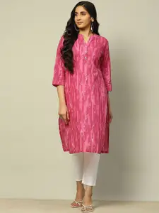 Rangriti Abstract Printed Mandarin Collar Straight Kurta