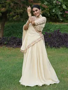 LOOKNBOOK ART Embroidered Sequinned Ready to Wear Lehenga & Unstitched Blouse With Dupatta