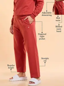 Enamor Essentials Mid Rise Relaxed Fit Ankle Length Fur Back Cozy Pant-E405