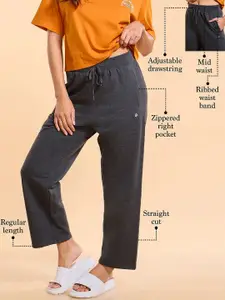 Enamor Essentials Mid Rise Relaxed Fit Ankle Length Fur Back Cozy Pant-E405