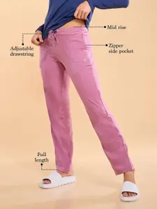 Enamor Essentials Women E014-Mid Rise Slim Fit Basic Straight Leg Lounge Pants