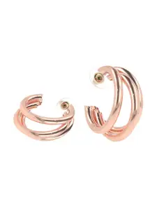 KRENOZ Rose Gold-Plated Stainless Steel Layered Half Hoop Earrings