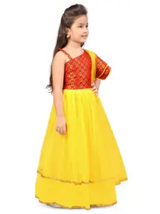 BAESD Girls Silk Woven Designed Ready to Wear Lehenga & Choli With Dupatta