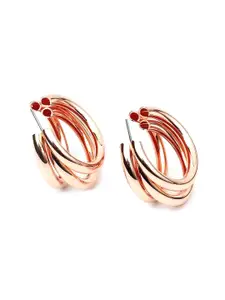 KRENOZ Rose Gold-Plated Stainless Steel Layered Half Hoop Earrings