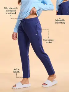 Enamor Essentials E060-Slim Fit Mid Rise French Terry Ankle-Length Lounge Pants