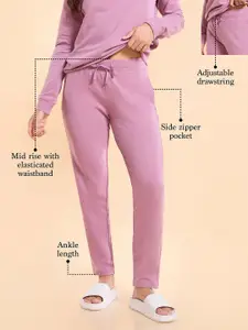Enamor Essentials E060-Slim Fit Mid Rise French Terry Ankle-Length Lounge Pants