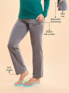 Enamor Essentials E014-Mid Rise Slim Fit Basic Straight Leg Lounge Pants