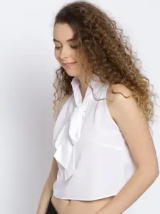 Sera Women Solid Tie-Up Neck Top