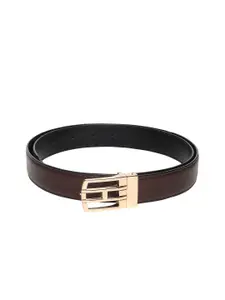 WINSOME DEAL Men Push Pin Closure Textured Formal Belt