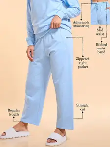 Enamor Essentials Mid Rise Relaxed Fit Ankle Length Fur Back Cozy Pant-E405