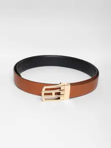 WINSOME DEAL Men Push Pin Closure Textured Formal Belt