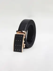 WINSOME DEAL Men Textured Slider Buckle Closure Formal Belt