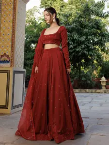 Ragavi Embellished Velvet Ready to Wear Lehenga & Blouse With Dupatta