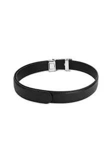 WINSOME DEAL Men Textured Slider Buckle Closure Formal Belt