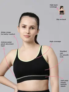 Enamor Non Padded Wirefree High Coverage Antimicrobial Side Shaper Active Sports Bra Sb28