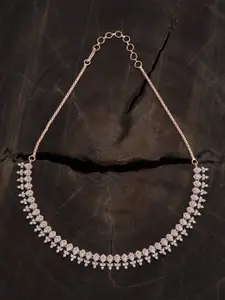 Kushal's Fashion Jewellery Embellished Bridal Copper Rose Gold-Plated Necklace