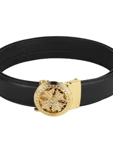 WINSOME DEAL Men Textured Slider Buckle Closure Casual Belt