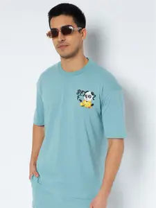 WILD WEST Men Graphic Printed Round Neck Cotton Oversized T-Shirt