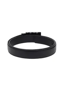 WINSOME DEAL Men Slider Buckle Closure Textured Formal Belt