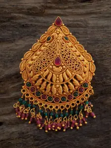 Kushal's Fashion Jewellery Embellished Bridal Gold-Plated Pure Silver Temple Pendant