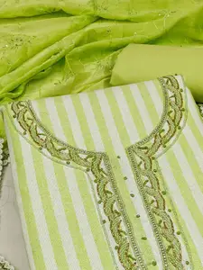 Peachmode Striped Printed Pure Cotton Unstitched Dress Material