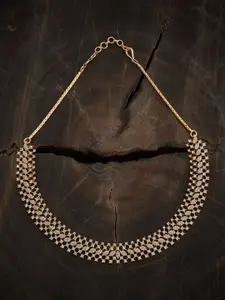 Kushal's Fashion Jewellery Gold-Plated Cubic Zirconia Stones Studded Necklace