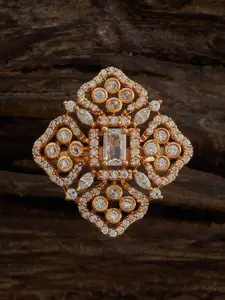 Kushal's Fashion Jewellery Gold Plated Cubic Zirconia Stone Studded Finger Ring