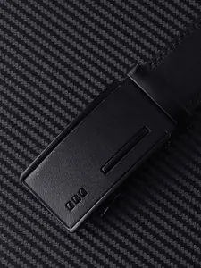 WINSOME DEAL Men Textured Slider Buckle Closure Formal Belt