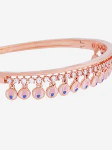 Kushal's Fashion Jewellery Rose Gold-Plated Cubic Zirconia Stone Studded Kada Bracelet