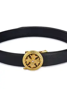 WINSOME DEAL Men Textured Slider Buckle Closure Casual Belt