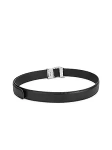 WINSOME DEAL Men Textured Slider Buckle Closure Formal Belt