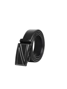 WINSOME DEAL Men Textured Slider Buckle Closure Formal Belt