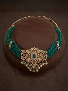 Kushal's Fashion Jewellery Cubic Zirconia Copper Gold-Plated Necklace