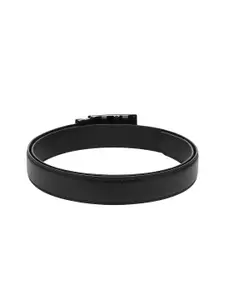 WINSOME DEAL Men Textured Slider Buckle Closure Formal Belt