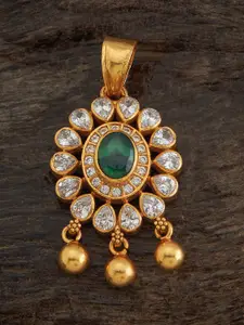 Kushal's Fashion Jewellery Embellished Bridal 92.5 Gold-Plated Temple Pendant