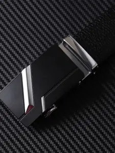 WINSOME DEAL Men Slider Buckle Closure Textured Formal Belt