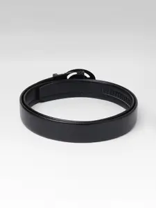 WINSOME DEAL Men Slider Buckle Closure Textured Formal Belt