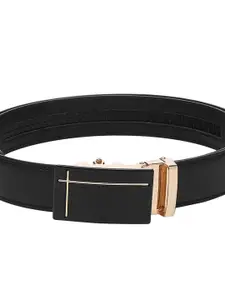 WINSOME DEAL Men Textured Slider Buckle Closure Formal Belt