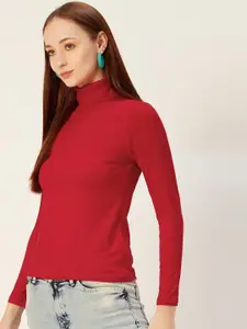 Sera Women Solid High Neck Top