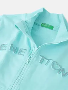 United Colors of Benetton Girls Typography Printed Mock Collar Sweatshirt